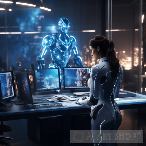 Women In A Futuristic Suit Modern Ai Art