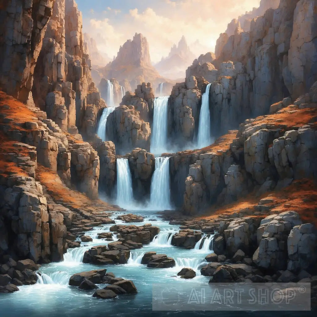 waterfall, hidden, forest, rocks, water, mist, spray, rainbow, moss...