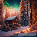 Wooden House In A Winter Forest Landscape Ai Art