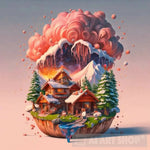 Wooden Hut Landscape Ai Art