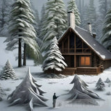 Wooden Hut Landscape Ai Art