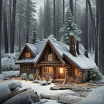 Wooden Hut Landscape Ai Art