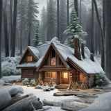 Wooden Hut Landscape Ai Art