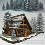 Wooden Hut Landscape Ai Art