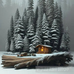 Wooden Hut Landscape Ai Art