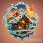 Wooden Hut Landscape Ai Art