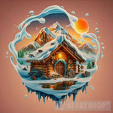 Wooden Hut Landscape Ai Art