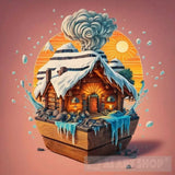 Wooden Hut Landscape Ai Art