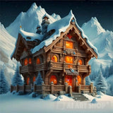 Wooden Hut Snow Ai Artwork