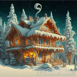 Wooden Hut Snow Ai Artwork