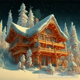 Wooden Hut Snow Ai Artwork