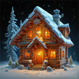 Wooden Hut Snow Ai Artwork