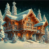 Wooden Hut Snow Ai Artwork