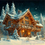 Wooden Hut Snow Ai Artwork