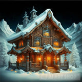 Wooden Hut Snow Ai Artwork