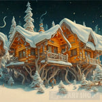 Wooden Hut Snow Ai Artwork