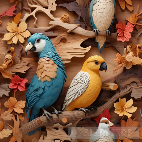 Wooden Model Of Birds Animal Ai Art