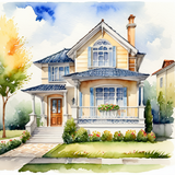 House in watercolor painting abstract