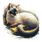 Whimsical Feline Fantasy A Siamese Cat Enveloped in an Artistic Aura