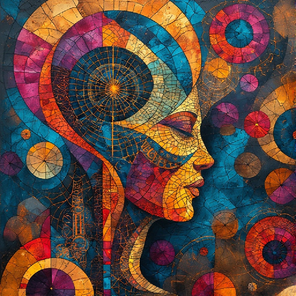 abstract portrait, neural network art, geometric mosaic, vivid colo...