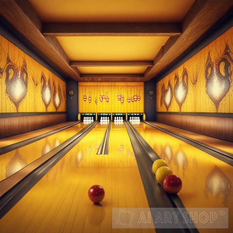 Yellow Bowling Alley Abstract Ai Art