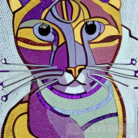 Yellow Purple Cat Abstract Ai Art