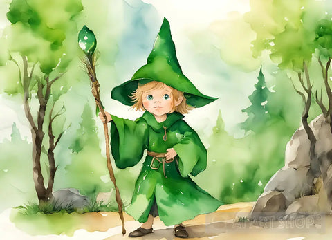 Young Green Wizard Ai Artwork
