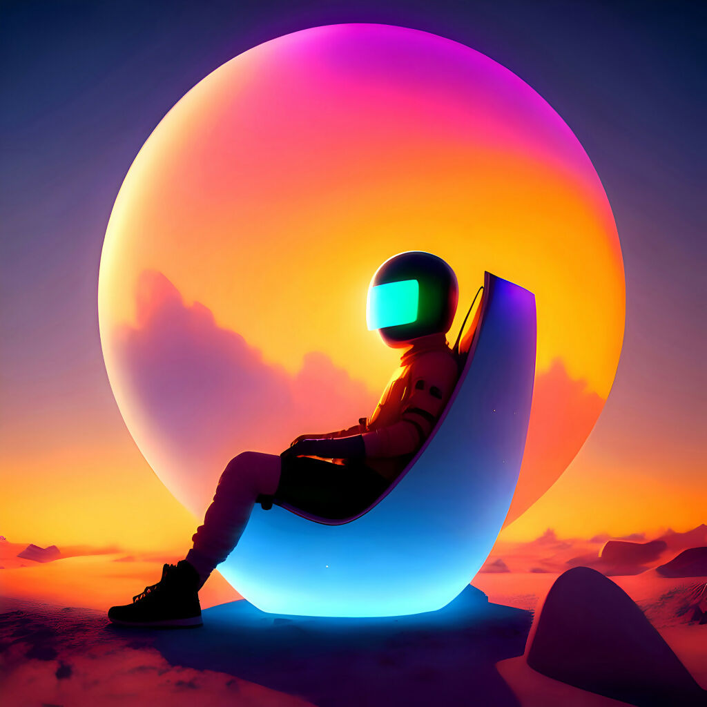 Neon Space Explorer Lounge Chair – Sci-Fi Astronaut Design & Fu...