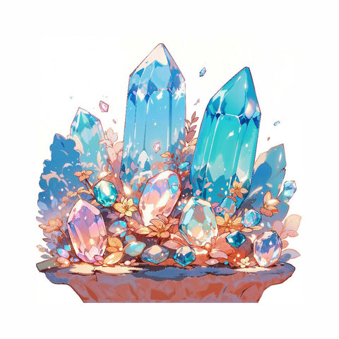 Printable Gems - Blue Aqua Quartz Cluster 1