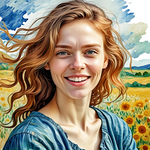 Colorful and Beautiful Watercolor Woman Portrait