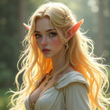 Ethereal Elven Queen with Flowing Golden Hair