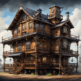 House in watercolor painting art