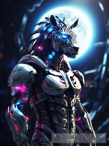 Zebra In Cyborg Body #1 Ai Artwork