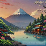 Zen Essence: Sunlit Temple On Fuji’s Edge Ai Painting