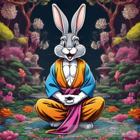 Zen Rabbit Acheives Narvana Animal Ai Art