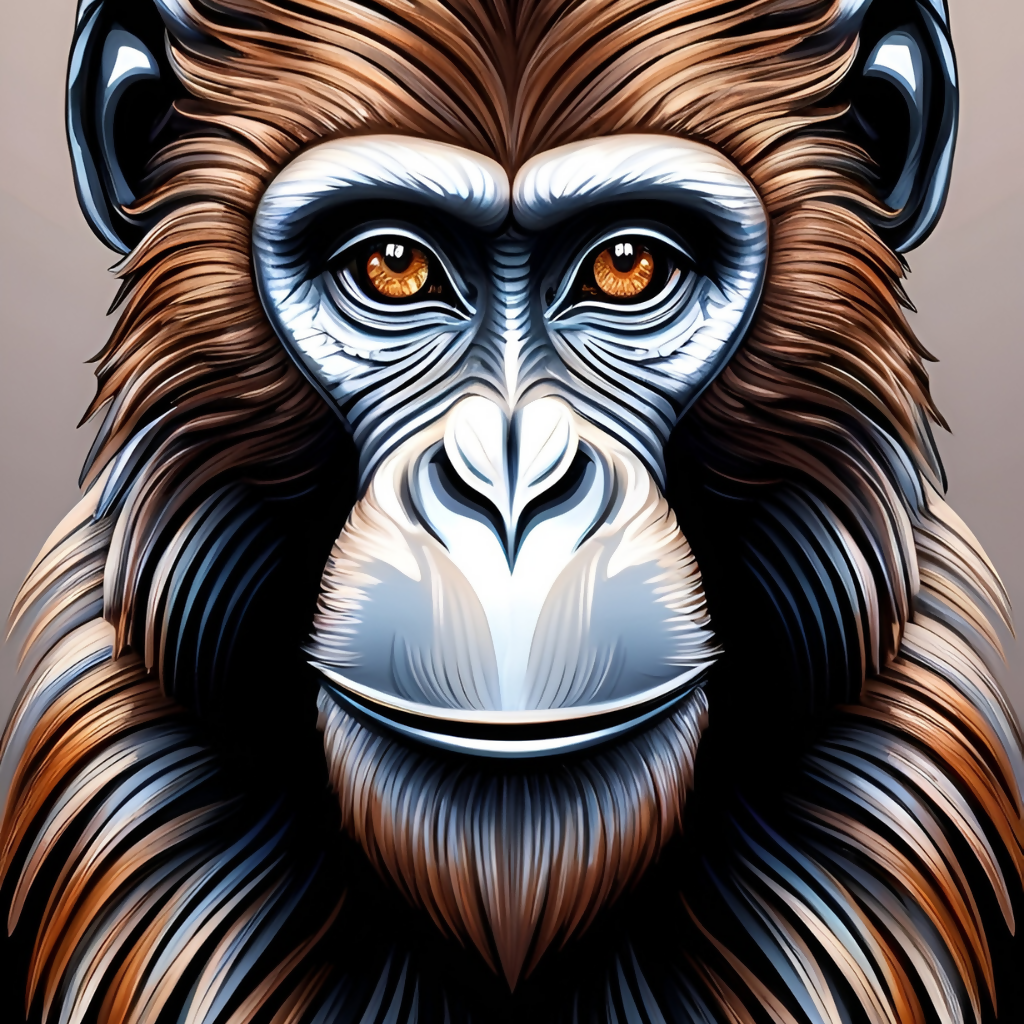 Raster Graphics Examples Monkey Majestic Monkey Highly Detailed Intricately Rendered SVG Shape Exce...