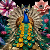 Rainbow Peacock in a Dreamlike Surreal Garden