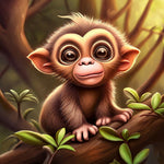 Cute monkey in a tree illustration copy