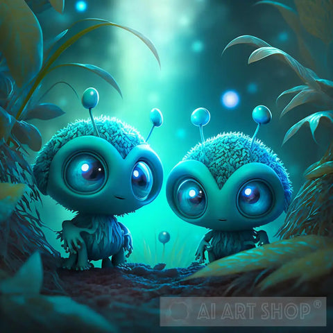 2 Forest Dwellers Blue From Space Pop Ai Art