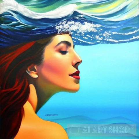 A Beautiful Women Swimming In The Ocean Ai Artwork