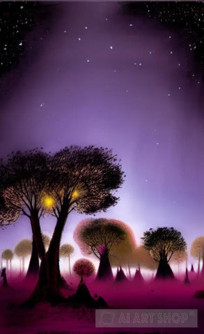 A Night In Magic Forest Ai Artwork