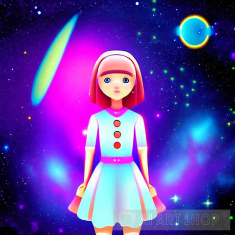 Ai Girl Into The Cosmos Pop Art