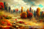 Autumn Fantasy Field Landscape Ai Art