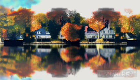 Autumn On The Lake Landscape Ai Art