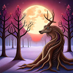 magical forest graveyard scene with large twisted trees