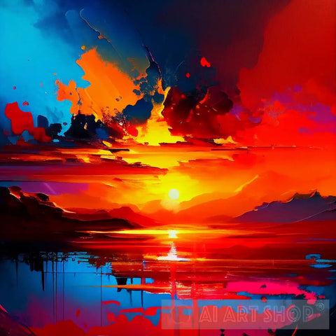 Beach Sunset Abstract Ai Art