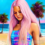 Beach Sunset Babe Ai Artwork