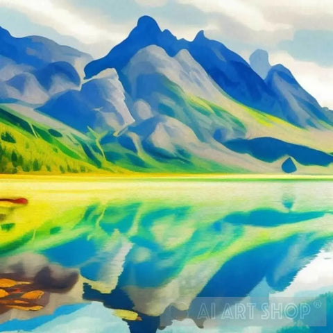 Beautiful Mountains Lake #3 Ai Painting