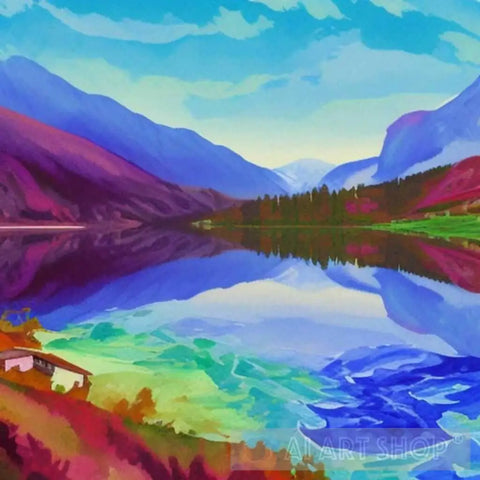 Beautiful Mountains Lake #4 Ai Painting