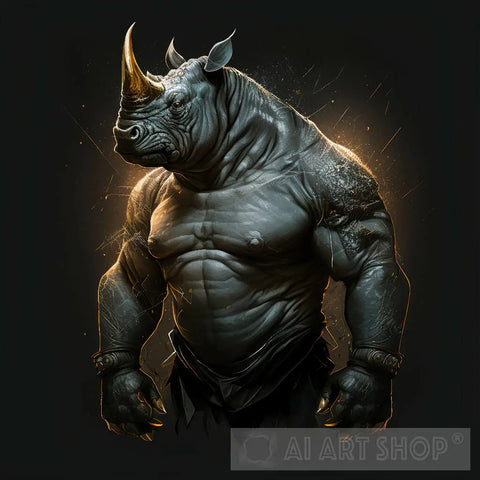 Bodybuilder Rhino Animal Ai Art